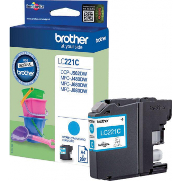 Brother cartouche d'encre, 260 pages, OEM LC-221CBP, cyan