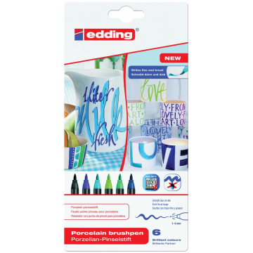 Edding Brushpen Porcelaine Cool, assortiment, 6 pièces