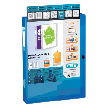 OXFORD Polyvision boîte de classement personnalisable, format A4, en PP, dos de 4 cm, transparent bleu