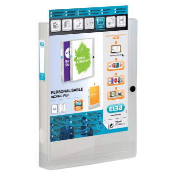 OXFORD Polyvision boîte de classement personnalisable, format A4, en PP, dos de 4 cm, transparent