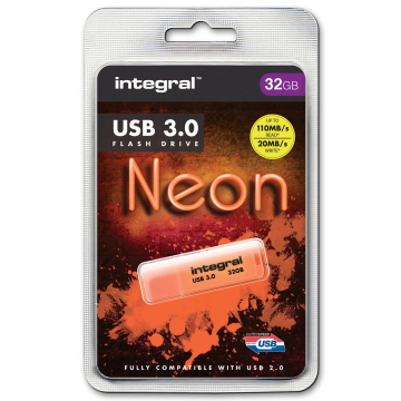 Integral Neon clé USB 3.0, 32 Go, orange