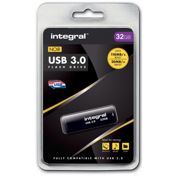 Integral clé USB 3.0, 32 Go, noir