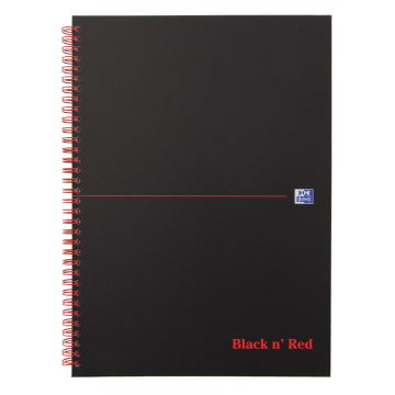 Oxford BLACK N' RED cahier spiralé en carton, 140 pages ft A4, quadrillé 5 mm
