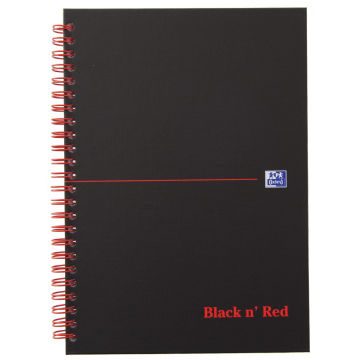 Oxford BLACK N' RED cahier spiralé en carton, 140 pages ft A5, quadrillé 5 mm