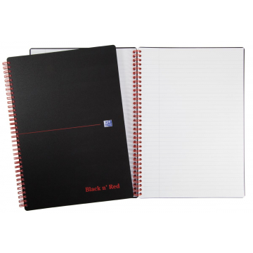 Oxford BLACK N' RED cahier spiralé en plastique, 140 pages ft A4, ligné