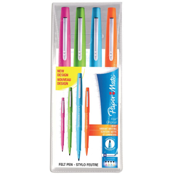 Paper Mate fineliner Flair Original, etui met 4 stuks in geassorteerde fun kleuren