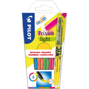 Pilot markeerstift Frixion Light, blister van 6 stuks in geassorteerde kleuren