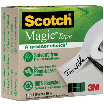 Ruban adhésif Magic Tape A Greener Choice, ft 19 mm x 3 0 m, boîte de 1 rouleau