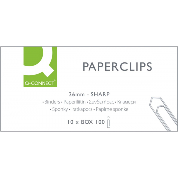 Q-CONNECT papierklemmen, 26 mm, doos van 100 stuks