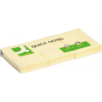 Q-CONNECT Quick Notes, ft 38 x 51 mm, 100 vel, pak van 3 stuks, geel