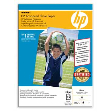 HP Advanced papier photo, ft A4, 250 g, paquet de 25 feuilles, brillant