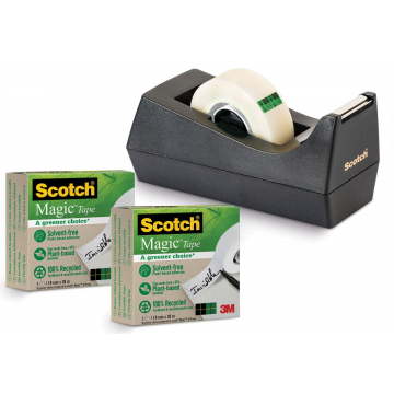 Scotch dérouleur de ruban adhésif C38, ft 19 mm x 33 m, avec 3 rouleaux