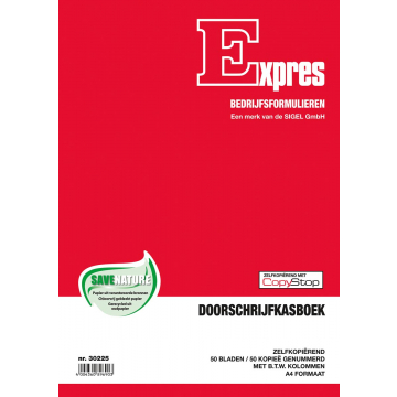 Sigel Expres kasboek met btw kolom, ft A4, Nederlandstalig, dupli (50 x 2 vel)