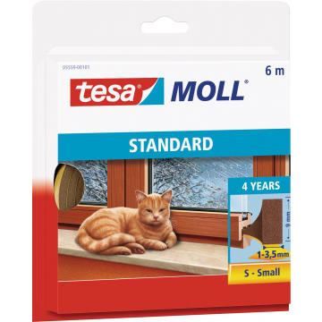 Tesa Moll Standard tochtstrip I-profiel, 6 m, bruin