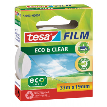 Tesa plakband Eco & Clear ft 19 mm x 33 m, doosje met 1 rolletje