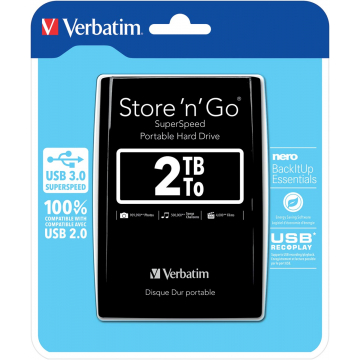 Verbatim disque dur 3.0 Store 'n' Go, 2 To, noir