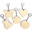 Graine Créative Porte-clés en bois, différentes formes, diamètre 55 mm, sachet de 10 pièces