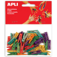 Apli pinces en bois mini colorés, blister de 45 pièces en couleurs assorties