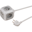 Stekkerblok Brennenstuhl ALEA 4-voudig 2USB 1,4m wit H05VV-F 3G1,5 FR/BE