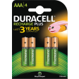 Duracell piles Recharge Plus, AAA, blister de 4 pièces