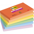 Post-it Super Sticky notes Playful, 90 feuilles, ft 76 x 127 mm, couleurs assorties, paquet de 6 blocs