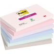 Post-it Super Sticky notes Soulful, 90 feuilles, ft 76 x 127 mm, couleurs assorties, paquet de 6 blocs