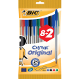 Bic stylo bille Cristal Medium, geassorteerde kleuren, blister 8 + 2 GRATUIT
