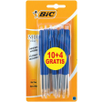 Bic stylo bille M10 Clic, 0,4 mm, pointe moyenne, bleu, blister de 10 pièces et 4 gratuits