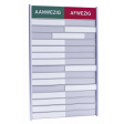 Aan- afwezigheidsbord voor 15 namen