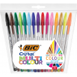 Bic stylo bille Cristal Multicolour, étui de 15 pièces en couleurs assorties