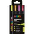 Uni POSCA marqueur peinture PC-5M, 1,8 - 2,5 mm, étui de 4 pièces en couleurs fluo