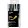 Uni POSCA marqueur peinture PC-5M, 1,8 - 2,5 mm, étui de 4 pièces en couleurs assorties métalliques