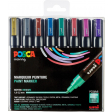 Uni POSCA marqueur peinture PC-5M, 1,8 - 2,5 mm, set de 8 marqueurs en couleurs metalliques assorties
