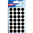 Agipa étiquettes ronds en pochette diamètre 15 mm, noir, 168 pièces, 28 par feuille