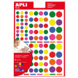 Apli Kids gommettes enlevables, cercle, blister de 624 pièces en couleurs et formats assortis