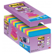 Post-it Super Sticky z-notes, 90 feuilles, ft 76 x 76 mm, boîte de 14+2 gratuit, couleurs assorties