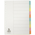 Q-CONNECT intercalaires, A4, karton, 11 trous, 10 onglets, geassorteerde kleuren