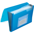 Q-CONNECT trieur, A4, PP transparent, avec 13 compartiments, fermeture à élastiques, transparent bleu