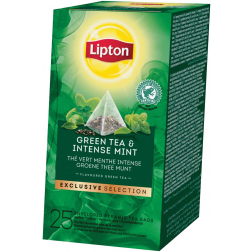 Lipton thé, thé vert menthe, exclusive selection, boîte de 25 sachets
