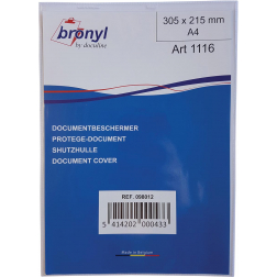 Bronyl étui en U en PVC transparente de 180 microns, ft A4