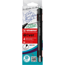STABILO dr!ver feutre, pointe fine, couleurs assorties, blister de 4 pièces