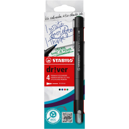 STABILO dr!ver feutre, pointe moyenne, couleurs assorties, blister de 4 pièces
