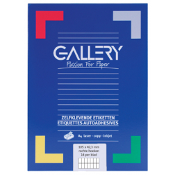 Gallery étiquettes blanches ft 105 x 42,3 mm (l x h), coins carrés, 14 par feuille