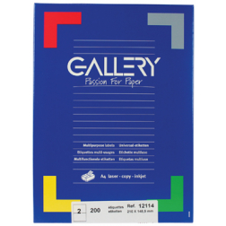 Gallery étiquettes blanches ft 210 x 148,5 mm (l x h), coins carrés, 2 par feuille
