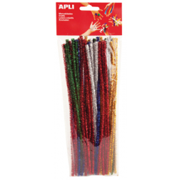 Apli chenilles, blister de 50 pièces en couleurs assorties brillantes