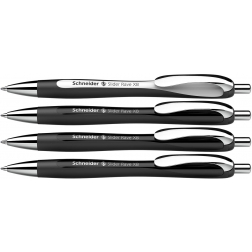 Schneider stylo bille Slider Rave, pointe extra large, encre bleu, noir, boîte avec 3 + 1 gratuit