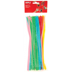 Apli chenilles, blister de 50 pièces en couleurs assorties fluos