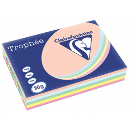 Clairefontaine Trophée Pastel, papier couleur, A3, 80 g, 5 x 100 feuilles, couleurs assorties