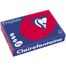 Clairefontaine Trophée Intens, papier couleur, A4, 80 g, 500 feuilles, rouge groseille