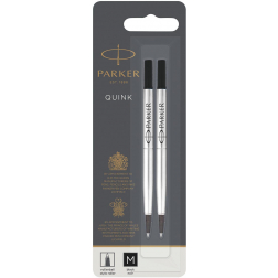 Parker Quink recharge pour roller noir, blister de 2 pièces